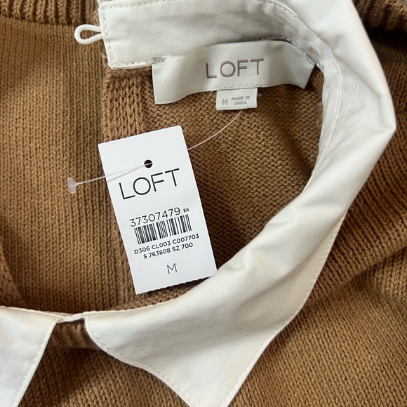 🍂🥧🧥LOFT Tan/Camel Sweater with Black Details - Picture 15 of 16